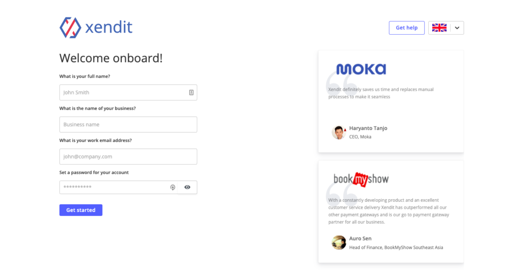 Dashboard signup