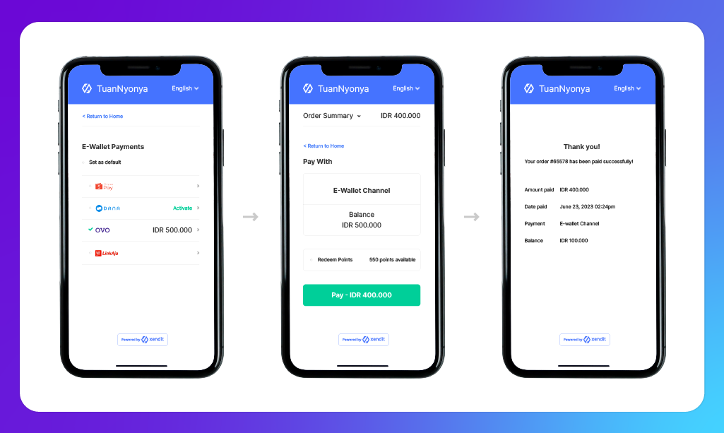 e-wallet payment flow with tokenization