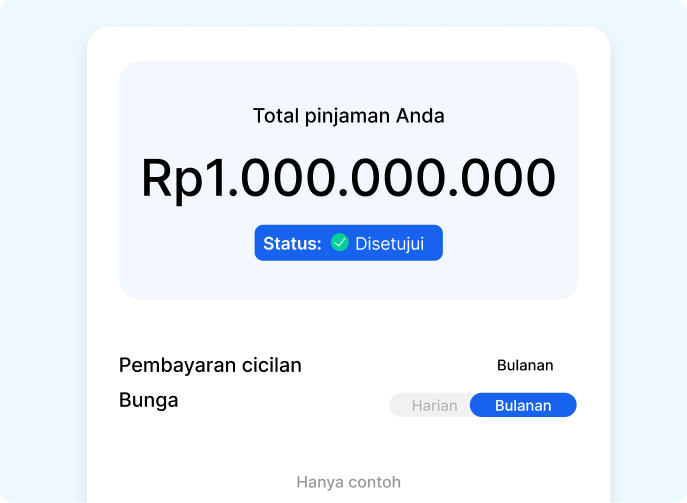 Pinjaman Instan Tanpa jaminan, tingkatkan batas kredit Anda seiring waktu Easy Pembayaran mudah melalui pemotongan otomatis dari saldo Xendit Anda. Tenor penarikan hingga 12 bulan. Suku bunga tetap.